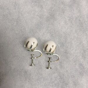 Faux Pearl Screw Back Earrings